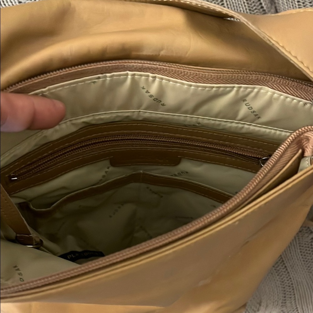 RUDSAK Tan Crossbody Bag with Adjustable Strap and Flap Closure - Picture 8 of 9